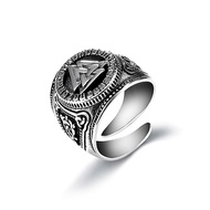 Stainless Steel Rings For Men Vintage Biker Triangle Symbol Band Ring Jewelry US Size 8-12