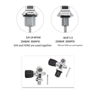 Scuba Diving Oxygen Bottle Valve Cylinder High Pressure Bottles Valves Dive DIN/Yoke Tank Valve 3/4