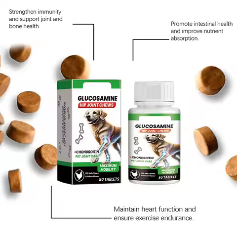 80 Tablets Dog Joint Care Tablets Supplement Glucosamine Pet Joint Care Soft Chews Chondroitin Suppl