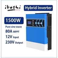 Itoshi Solar Inverter 1500W 12V Hybrid Inverter with MPPT Pure Sine Wave 230V Power Converter Solar 