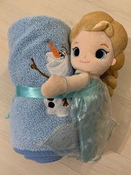 正版迪士尼艾莎玩偶&amp;雪寶毛毯