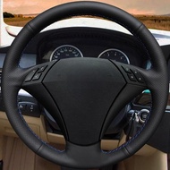 Black Genuine Leather Car Steering Wheel Cover For BMW 525i 530 530i 535 545i E60 E61 520i 520li 523