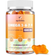 Omega 3 6 7 9 Gummies for Women - Omega 3 Supplement with Sea Buckthorn Oil, Flaxseed Oil, Vitamins 