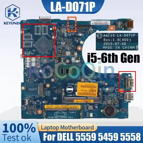 LA-D071P For DELL Inspiron 5559 5459 5558 Notebook Mainboard AAL15 LA-D071P i3 i5 i7-6th Gen CPU HDM