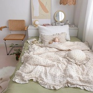 ชุดหมอนผ้าลินินชุดเครื่องนอนผ้าปูเตียงสำหรับเด็กเตียงเด็กผ้าฝ้ายมัสลิน + ปลอกหมอนผ้าปูที่นอนชุด3ชิ้น