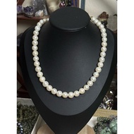 (P14) Natural Pearl Necklace 42cm White Round Bun 8.8mm to 9.3mm 天然珍珠白色