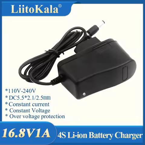 LiitoKala 8.4V 12.6V 16.8V 25.2V 1A 1000mA AC DC Power Supply Adapter Universal Wall Charger For Lit