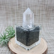 白水晶柱 辦公室開運小物 黑曜石碎石 防小人