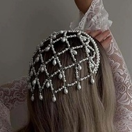 Mesh Hat Headband Female 1920s Pearl Headband Bohemian Fashion Retro Headwear 4.21