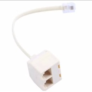 Telephone Socket Cable Connection 2 Branches Two Holes RJ11 RJ 11 Spliter + Cable