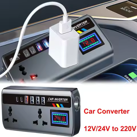 Car Inverter Converter 12V/24V To 220V Fast Charging Ports Automotive Charger Inverter OC3.0 PD 2TYP