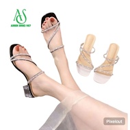 Latest hlees 5cm glass sandals with pearl straps
