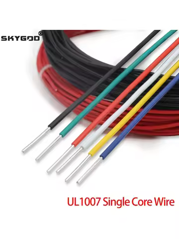 2/5/10m UL1007 PVC Tinned Copper Single Core Wire Cable Line 14/16/18/20/22/24/26 AWG Black/White/Re