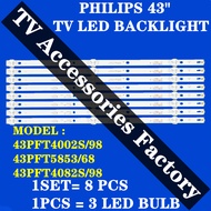 NEW 1 SET 43PFT4002S/98 43PFT5853/68 43PFT4082S/98 TV LED BACKLIGHT BAR / READY STOCK 43PFT4002 43PF