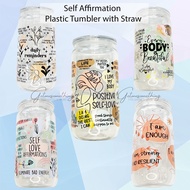 [SG Seller] Self Affirmation Plastic Tumbler with Straw