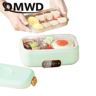 DMWD Electric Heating Lunch Box Mini Rice Porrdige Slow Cooker Steamer Lunchbox Soup Meal Heater Stainless Steel Food Container