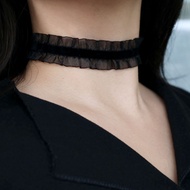 Romantic black frill lace choker necklace / korea korean fashion accessories jewelry jewellry item j