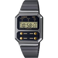 Casio Digital นาฬิกาข้อมือผู้หญิง สายสแตนเลส รุ่น A100 ของแท้ ประกัน CMG