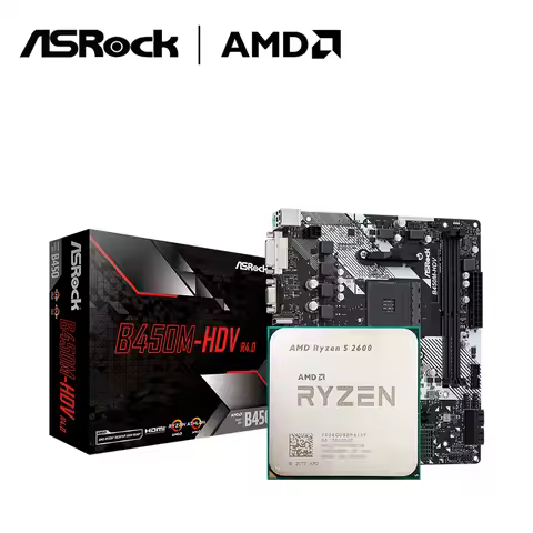 ASROCK B450M-HDV R4.0 + AMD Ryzen 3 Ryzen 5 Ryzen 7 CPU Motherboard Suit Socket AM4 All but without 