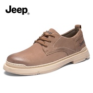 JEEP รองเท้าผู้ชายแบบลำลองธุรกิจรองเท้า JEEP สำหรับผู้ชายรองเท้าหนังหัวใหญ่ระบายอากาศช่วยในฤดูร้อน