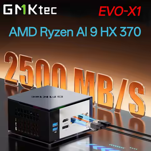 GMKtec MINI PC EVO-X1 AMD Ryzen Al 9 HX 370 OCulink Gamer PC Computer Radeon 890M LPDDR5 7500Mhz 32G