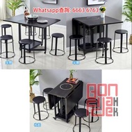 小型三折多功能餐枱+附電磁爐 Foldable Dinning Table (with Induction Cooker) 有轆可鎖 能屈能伸 [DT40-63]