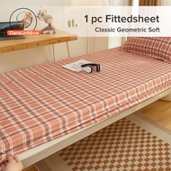 Dansunreve Bedsheet Fittedsheet Grid Design Mattress Cover Lattice Bedsheet with Garter Single/queen Bed Pillowcase