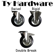 4'' (100mm) HIGH QUALITY HEAVY DUTY MBR (WIDE) BLACK RUBBER WHEEL CASTER FOR DIY TROLLEY Industrial 