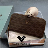 🍒 范倫鐵諾 Mario Valentino｜Vintage棕色經典Logo拉鍊長夾. 錢包#全新