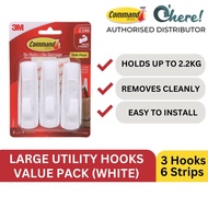 3M Command Large Hooks Value Pack 3 Hooks / 6 Strips / 2 Kg