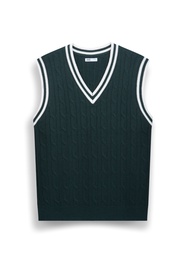 AIIZ (เอ ทู แซด) - AIIZ เสื้อกั๊กผู้ชาย ผ้าถักทอลายเคเบิล AIIZ Mens Cable Flat Knit Vest