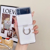 เคสโทรศัพท์มือถือแบบใส พร้อมแหวนตั้งโทรศัพท์ หรูหรา สไตล์เกาหลี สําหรับ Samsung Galaxy Z Flip 4 5G Z Flip3 4