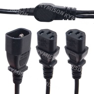 IEC 320 C14 Male to 2 x C13 Female Y Splitter Power Extension Cable C14-C13 IEC Cord 1m/100cm