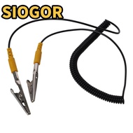 SIOGOR Coiled Cord, 2mm PU,Metal Anti-Static ESD Grounding Cable, 180cm / 71" Male-to-Female Black w