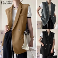 Rulfepy ZANZEA Korean Style Women Sleeveless Lapel Blazer Ladies Work Waistcoat Office Casual Tank Blazer #11