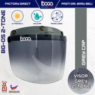 BOGO Visor Helmet BG05 Colored Cap (2-TONE Visor) - 3 Button Full Face Shield Motorbike Helmet Visor