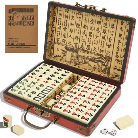 Mini Chinese Majong Set Travel Mahjong Game Set with 146 Tiles Traditional Chinese Game for Travel P