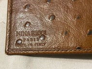 義大利製NINA RICCI高檔鴕鳥皮雙色中性款長夾