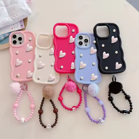 Pearl Heart Bracelet Waves Phone Case For Realme 5 8 9 10 11 12 13 Pro Plus Lite 5G 4G 5i 6i 7i 9i 5