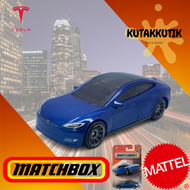 Matchbox Mobil EV Sedan Listrik Tesla Model S Biru Tesla Edition