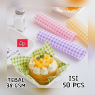 Wax Paper Baking Paper with Square Pattern, Size 15x15 and 18x18 cm ~ 50 PCS. THICKER 38 GSM