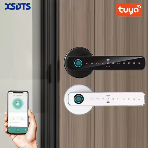 XSDTS Smart Door Lock Handle With Fingerprint Key card Digital Door Lock Keypad Key Entry electronic