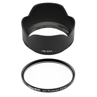 NinoLite HB-90A バヨネットフード + 62mm UVフィルター のセット、Z DX 50-250mm f/4.5-6.3 VR レンズ用、装着