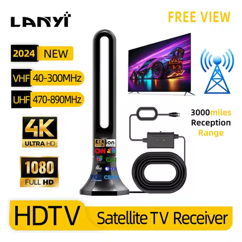 Tv Antenna With Amplifier 4K 1080P Indoor Digital Hd Upgraded Full 360° Signal Reception Digital Ant