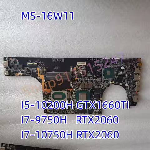 For MSI Ms-16W11 Gf65 Thin 15.6" Laptop Motherboard I5-10200H GTX1660TI I7-9750H RTX2060 I7-10750H R