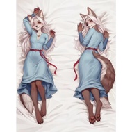 Dakimakura Pillowcase Furry Fox White Hair Girl Long Hugging Body Anime Pillow Cushion Cover