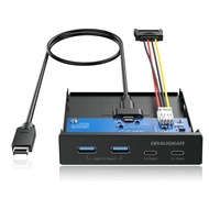 GRAUGEAR 3.5" Bay Compatible PC Multi-Front Panel, 4-Port Hub 2 USB-C 10Gbps and 2 USB 3.2 Gen2 Port