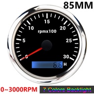 85mm Tachometer 3000/6000/7000/8000 RPM Tacho With 7 Colors Backlight Marine Boat RPM Meter Gauge LC
