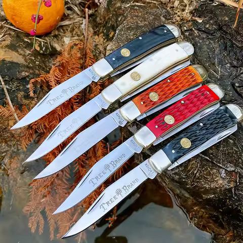 Watchman Trapper Knives Pocket Double Blades Slip Joint Folding Knife Classic Bone Grips Mirror Fini