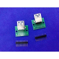 USB 3.0 Female Socket to DIP Module+Pin Header 1 Set 2 Flat to Straight Plug Adapter Board Female So